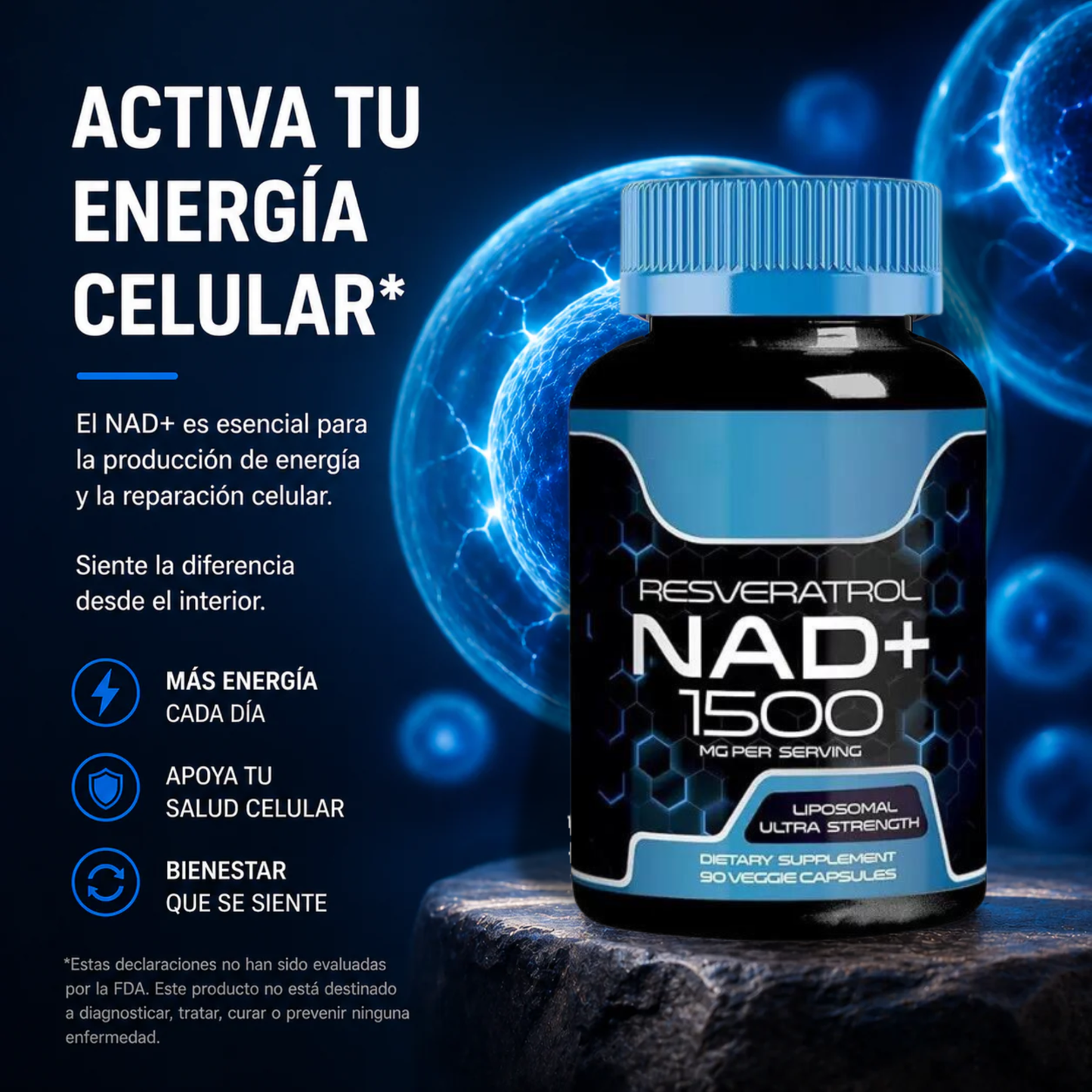 NAD 1500 + Resveratrol - Presencia y Conexión