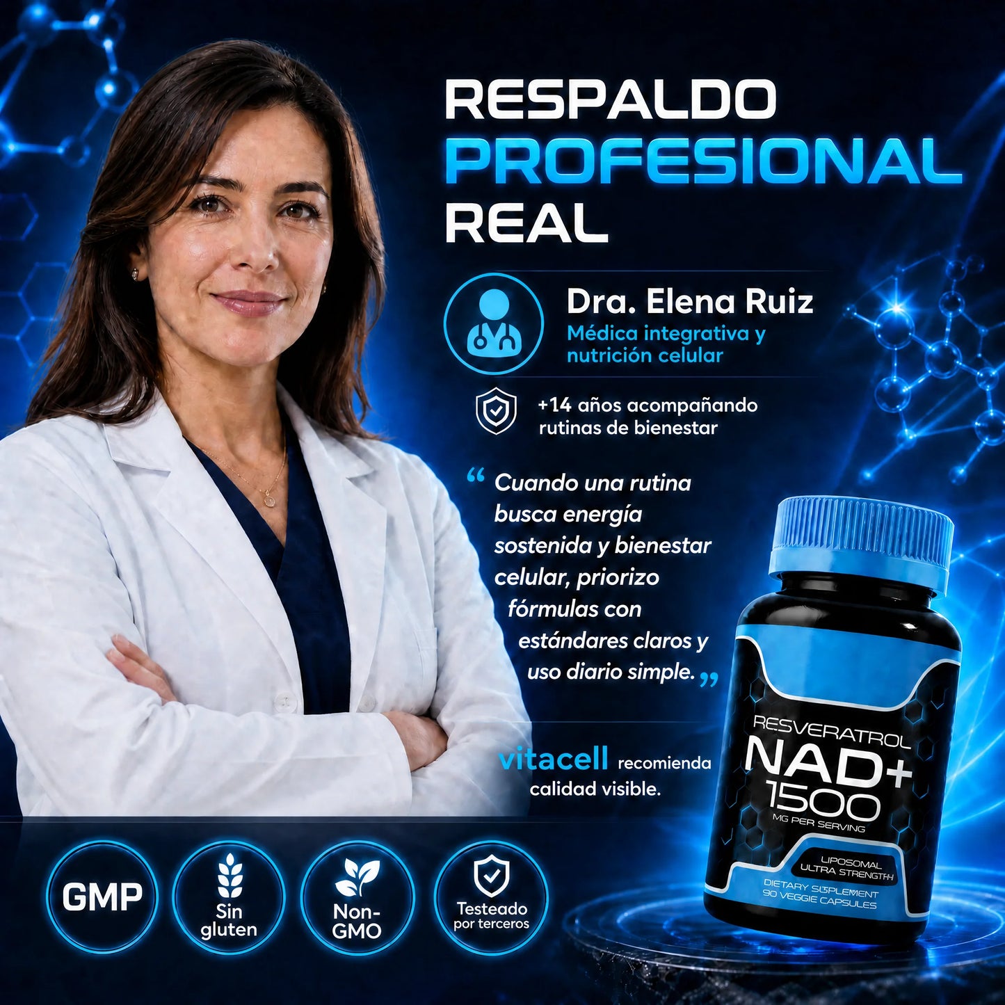 NAD 1500 + Resveratrol - Presencia y Conexión